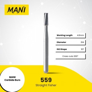 MANI CARBIDE BUR STRAIGHT FISSURE 559 (Cross-cuts), 10/PACK, MCBSF559