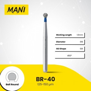 Mani Diamond Burs - Ball Round, Medium, 5Pcs/Pk, MDBBR-40