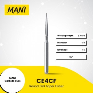 MANI CARBIDE BURS Round End Taper Fisher CE4CF, FG, 10 Pcs/Pack, MCBCE-4CF