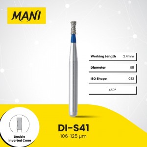Mani Diamond Burs - Double Inverted Cone, Medium (Short Shank), 5Pcs/PK, MDBDI-S41