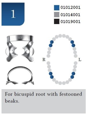 DENTECH KSK Rubber Dam Clamps Bicuspid Glossy #1