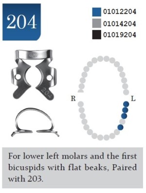 DENTECH KSK Rubber Dam Clamps Molar Glossy #204