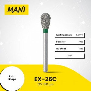 Mani Diamond Burs - Extra Shape, Coarse, 5Pcs/PK, MDBEX-26C