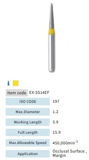 Mani Diamond Burs - Extra Shape, Extra Fine( Super Short Shank), 5Pcs/PK, MDBEX-SS14EF
