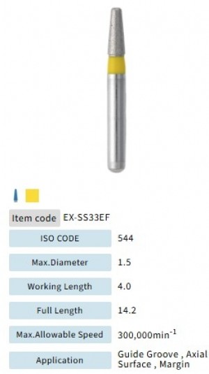 Mani Diamond Burs - Extra Shape, Extra Fine( Super Short Shank), 5Pcs/PK, MDBEX-SS33EF