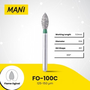 Mani Diamond Burs - Flame Ogival End, Coarse, 5Pcs/PK, MDBFO-100C
