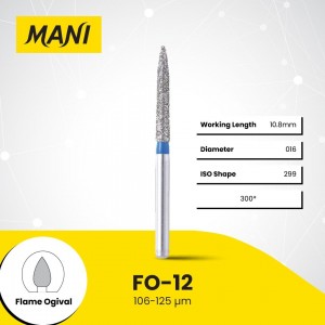Mani Diamond Burs - Flame Ogival End, Medium, 5Pcs/PK, MDBFO-12
