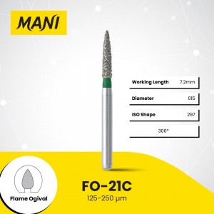 Mani Diamond Burs - Flame Ogival End, Coarse, 5Pcs/PK, MDBFO-21C