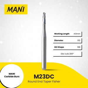 MANI CARBIDE BUR ROUND END STRAIGHT FISSURE M23DC (Dia-cuts), 10/PACK, MCBM23DC