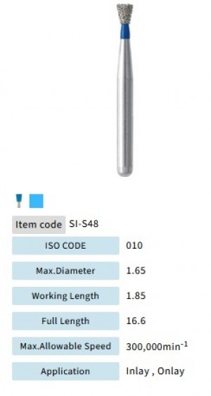 Mani Diamond Bur - Single Inverted Cone, Medium (Short Shank), 5Pcs/PK, MDBSI-S48
