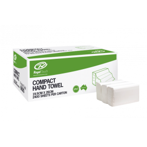 Royal Touch Compact Interleaved Hand Towel 19.5cm x 26cm 2400/Box - RT66080