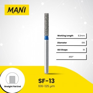 Mani Diamond Bur - Straight Flat End, Medium, 5Pcs/PK, MDBSF-13