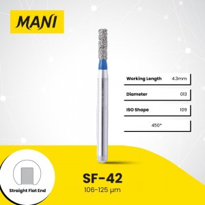 Mani Diamond Bur - Straight Flat End, Medium, 5Pcs/PK, MDBSF-42