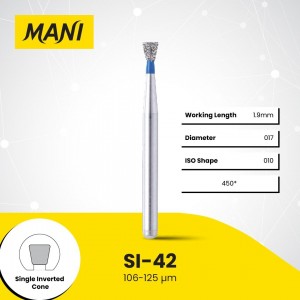 Mani Diamond Bur - Single Inverted Cone, Medium, 5Pcs/PK, MDBSI-42