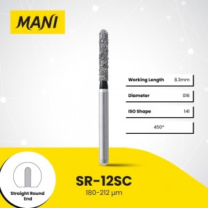 Mani Diamond Burs - Straight Round End, Super Coarse, 5Pcs/PK, MDBSR-12SC