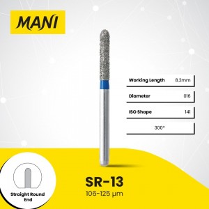 Mani Diamond Burs - Straight Round End, Medium, 5Pcs/PK, MDBSR-13