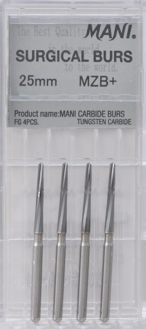 MANI SURGICAL CARBIDE BUR MZB+25MM, 4/PACK, MSBMZB+25MM