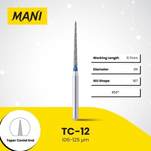 Mani Diamond Burs - Conical End Taper, Medium, 5Pcs/PK, MDBTC-12