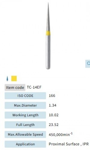 Mani Diamond Burs - Conical End Taper, Extra-Fine, 5Pcs/PK, MDBTC-14EF