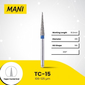 Mani Diamond Burs - Conical End Taper, Medium, 5Pcs/PK, MDBTC-15