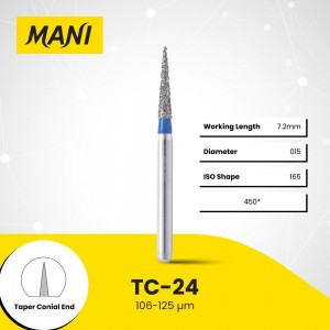 Mani Diamond Burs - Conical End Taper, Medium, 5Pcs/PK, MDBTC-24