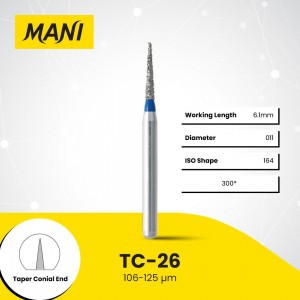 Mani Diamond Burs - Conical End Taper, Medium, 5Pcs/PK, MDBTC-26