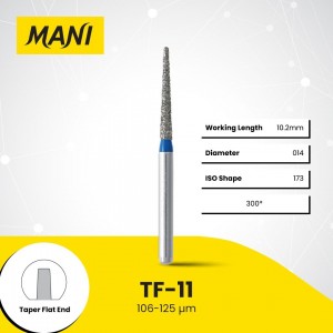 Mani Diamond Burs - Flat End Taper, Medium, 5Pcs/PK, MDBTF-11