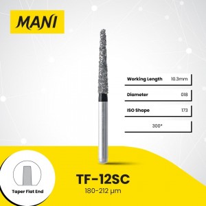 Mani Diamond Burs - Flat End Taper, Super-Coarse, 5pcs/pk, MDBTF-12SC