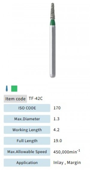 Mani Diamond Burs - Flat End Taper, Coarse, 5Pcs/PK, MDBTF-42C