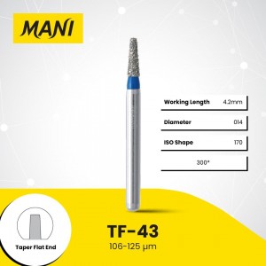 Mani Diamond Burs - Flat End Taper, Medium, 5Pcs/PK, MDBTF-43