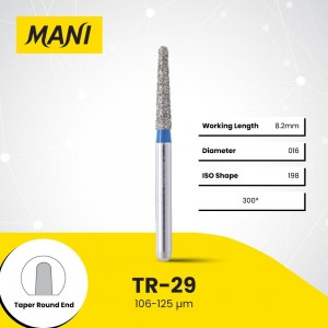Mani Diamond Burs - Round End Taper, Medium, 5Pcs/PK, MDBTR-29
